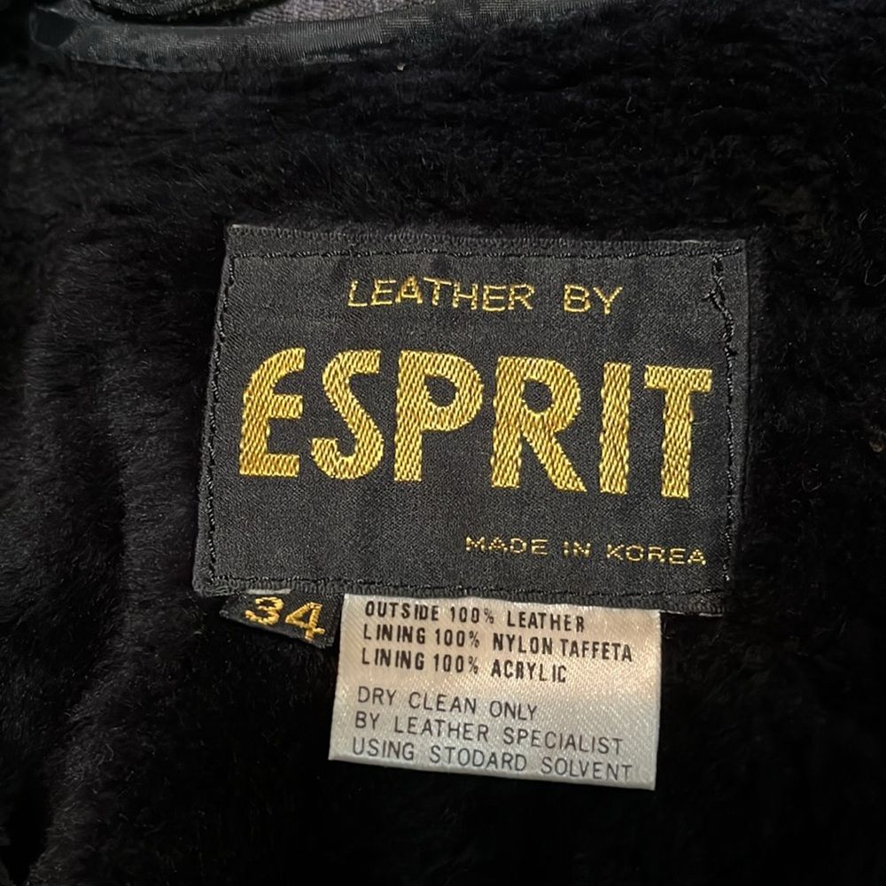 Vintage Espirt Black 100% Leather Bomber Motorcycle Jacket Small - Picture 5 of 10
